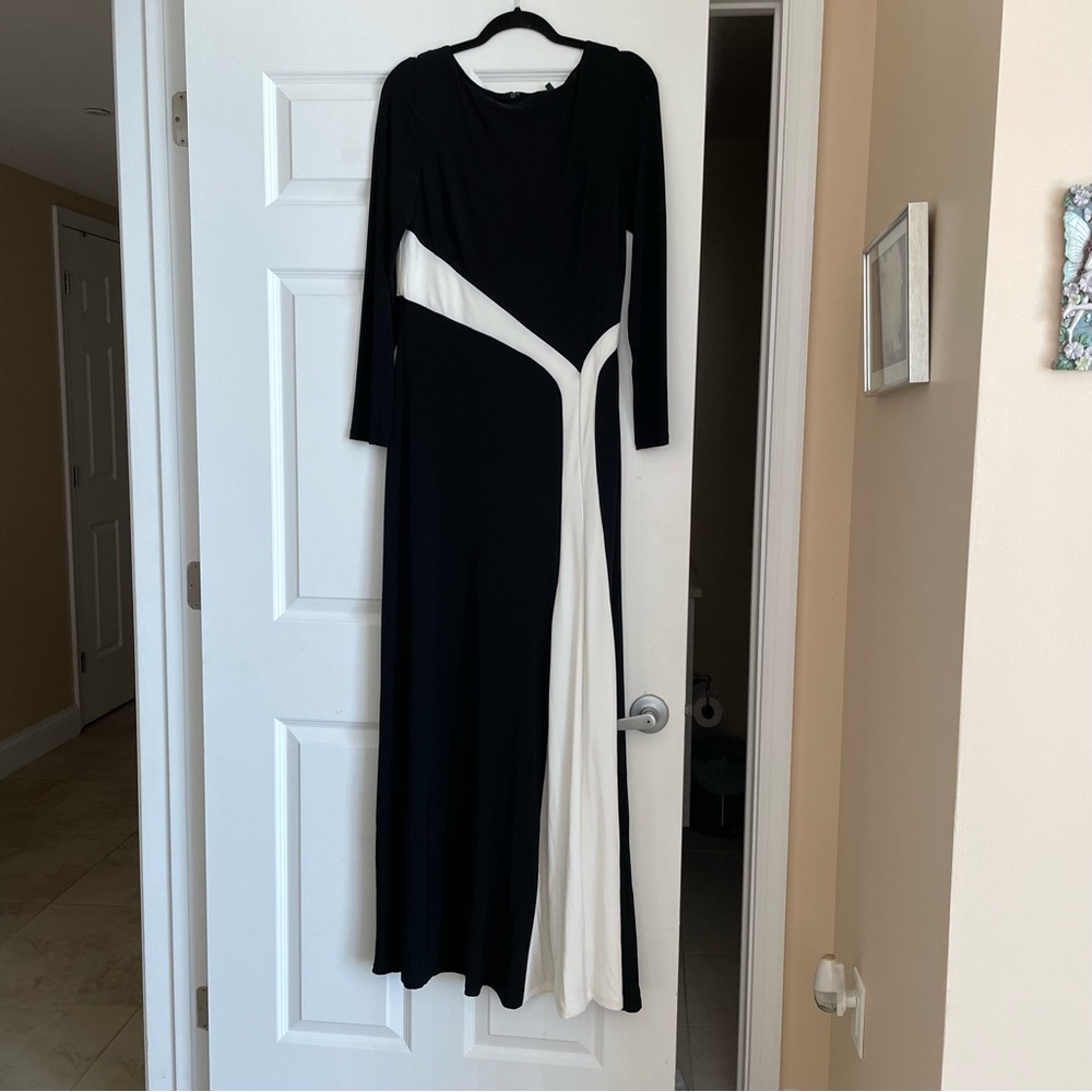 Brand New Black/Ivory Ralph Lauren evening gown sz 12